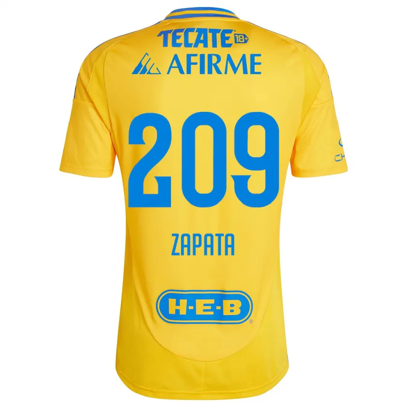 Danxen Hombre Camiseta Jorge Zapata #209 Oro Amarillo 1ª Equipación 2024/25 La Camisa