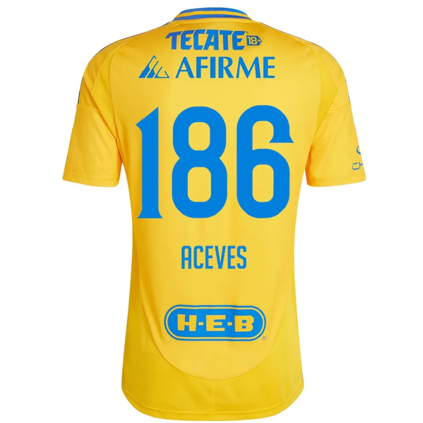 Danxen Hombre Camiseta Israel Aceves #186 Oro Amarillo 1ª Equipación 2024/25 La Camisa