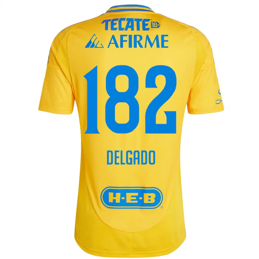 Danxen Hombre Camiseta Arturo Delgado #182 Oro Amarillo 1ª Equipación 2024/25 La Camisa