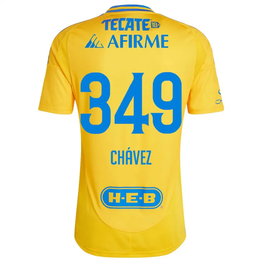 Danxen Hombre Camiseta Jorge Chávez #349 Oro Amarillo 1ª Equipación 2024/25 La Camisa