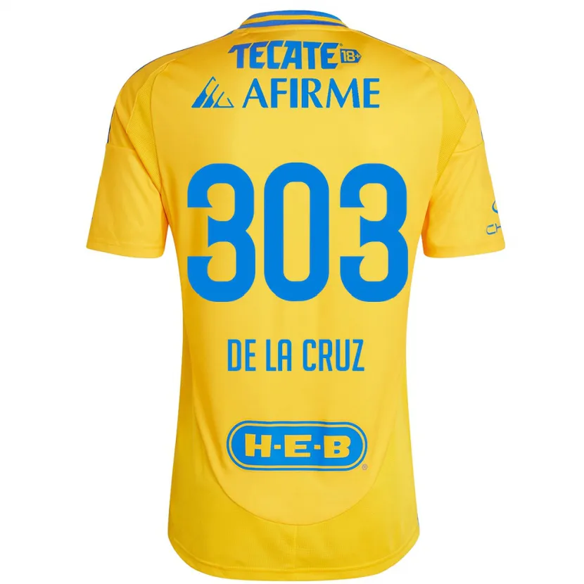 Danxen Hombre Camiseta Erick De La Cruz #303 Oro Amarillo 1ª Equipación 2024/25 La Camisa