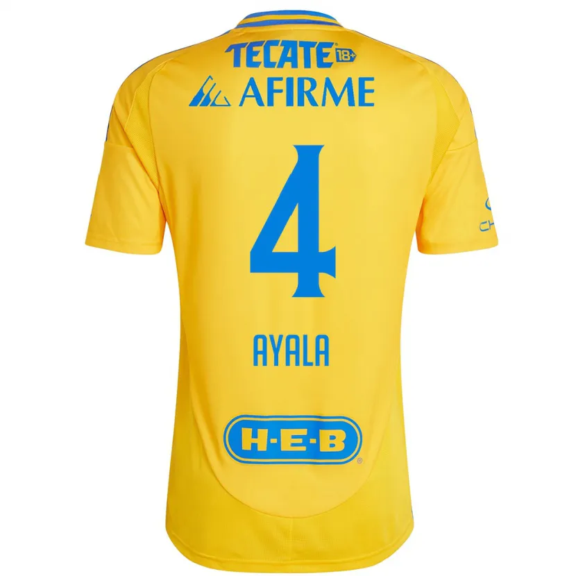 Danxen Hombre Camiseta Hugo Ayala #4 Oro Amarillo 1ª Equipación 2024/25 La Camisa