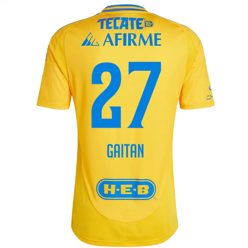 Danxen Hombre Camiseta Natalia Gaitan #27 Oro Amarillo 1ª Equipación 2024/25 La Camisa