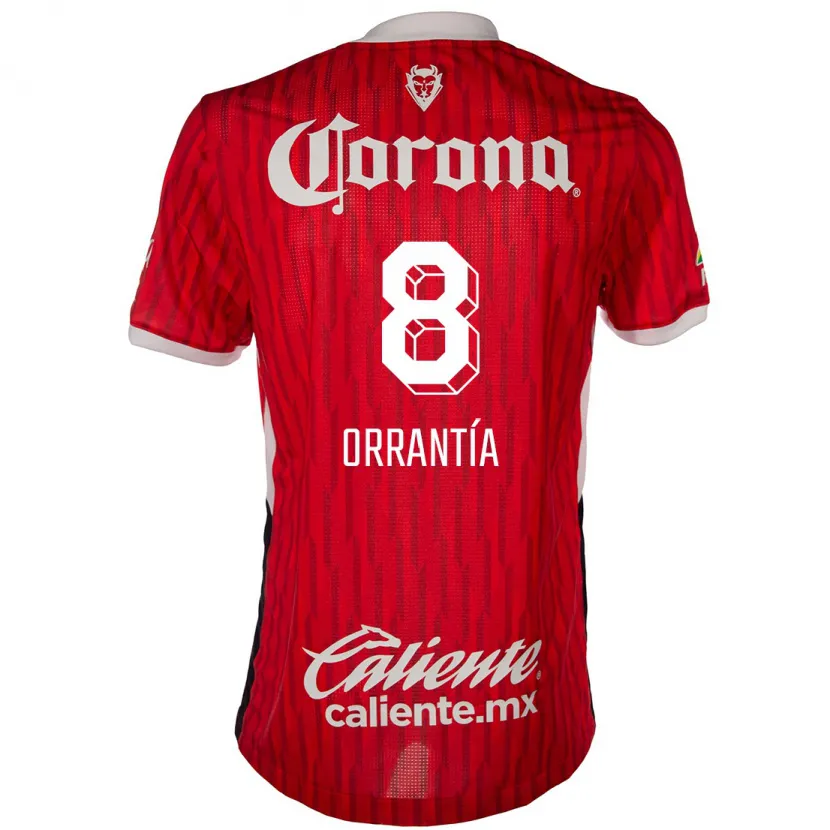 Danxen Hombre Camiseta Carlos Orrantía #8 Rojo Blanco 1ª Equipación 2024/25 La Camisa