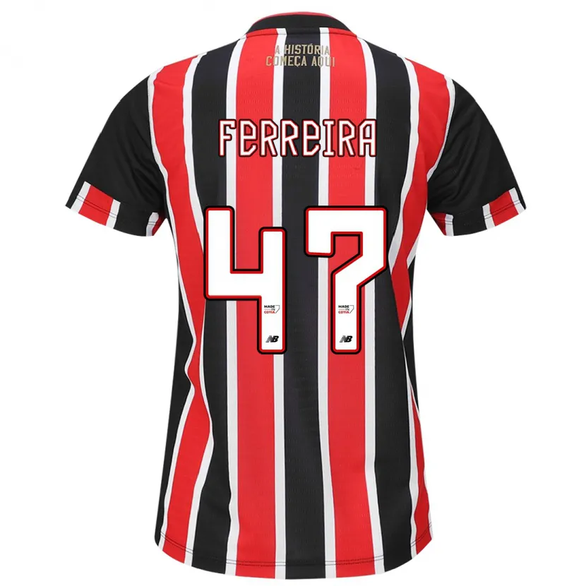 Danxen Hombre Camiseta Ferreirinha #47 Negro Rojo Blanco 2ª Equipación 2024/25 La Camisa