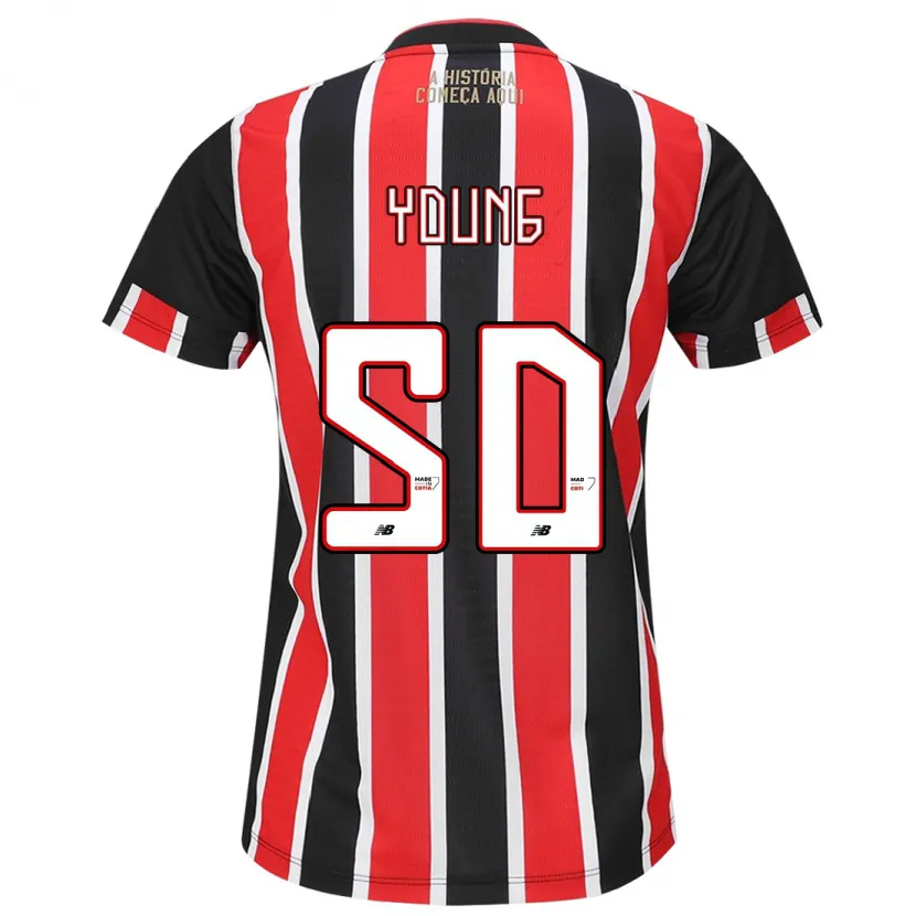 Danxen Hombre Camiseta Young #50 Negro Rojo Blanco 2ª Equipación 2024/25 La Camisa