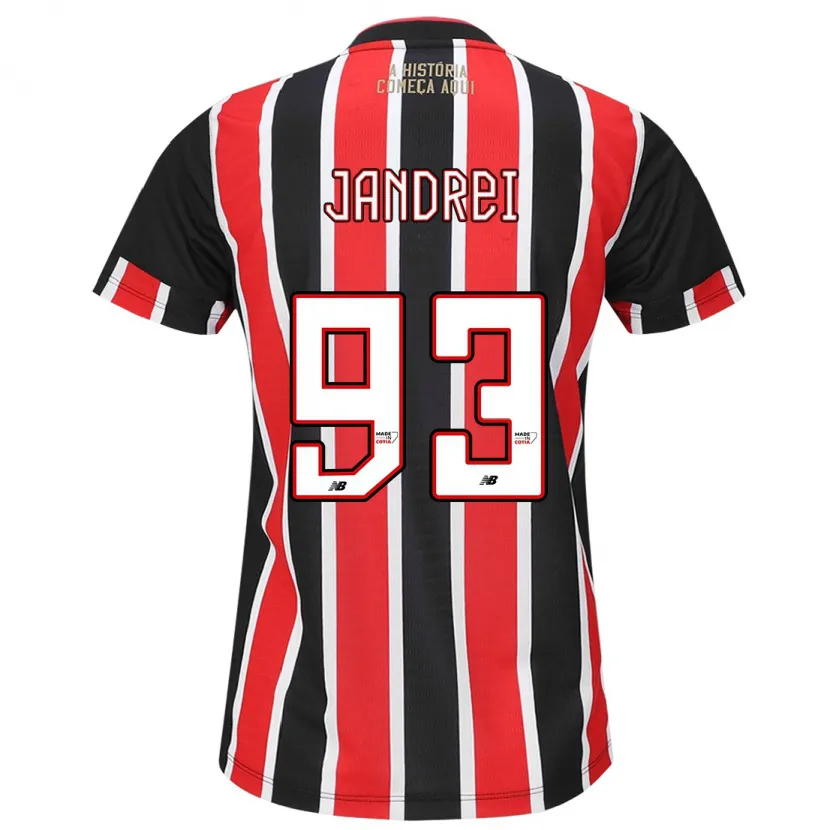 Danxen Hombre Camiseta Jandrei #93 Negro Rojo Blanco 2ª Equipación 2024/25 La Camisa