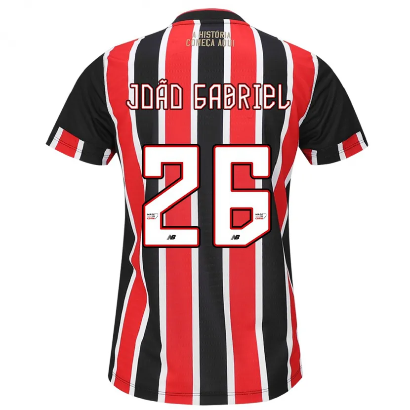 Danxen Hombre Camiseta João Gabriel #26 Negro Rojo Blanco 2ª Equipación 2024/25 La Camisa