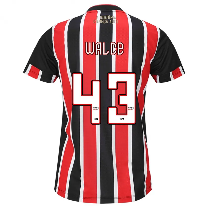 Danxen Hombre Camiseta Walce #43 Negro Rojo Blanco 2ª Equipación 2024/25 La Camisa