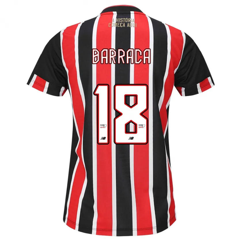 Danxen Hombre Camiseta Barraca #18 Negro Rojo Blanco 2ª Equipación 2024/25 La Camisa