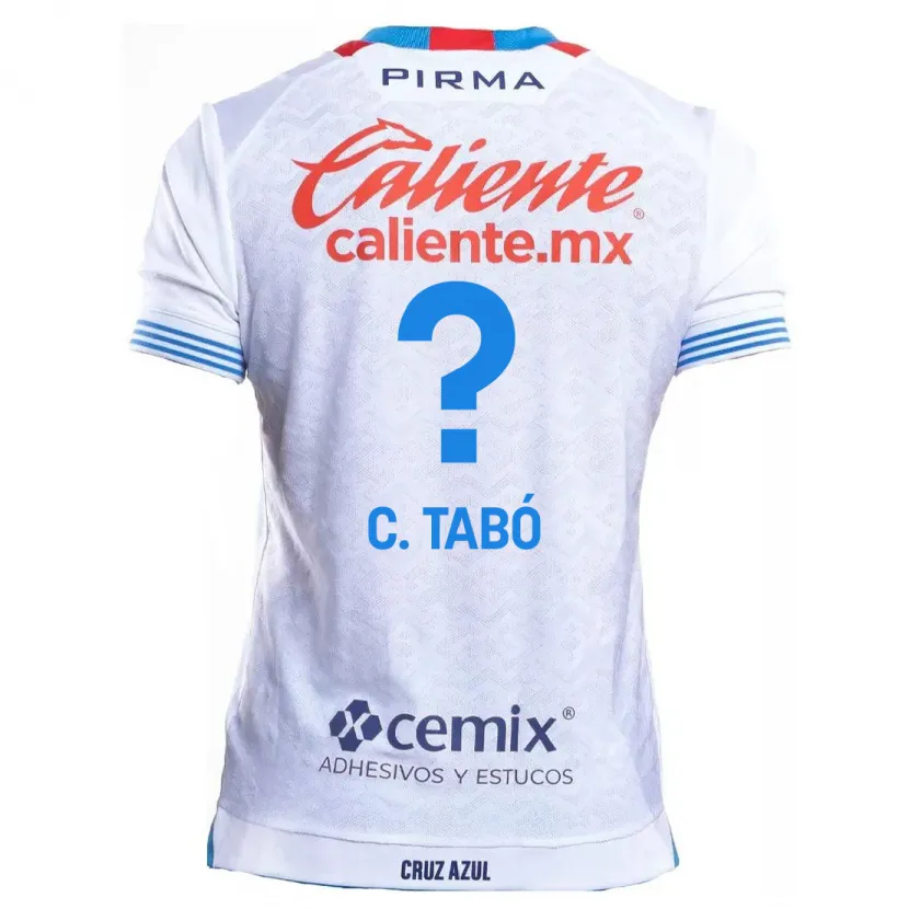 Danxen Hombre Camiseta Christian Tabó #0 Blanco Azul 2ª Equipación 2024/25 La Camisa