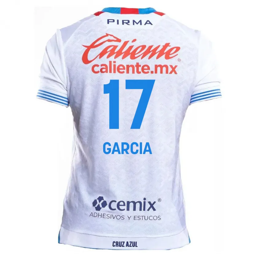 Danxen Hombre Camiseta Amaury García #17 Blanco Azul 2ª Equipación 2024/25 La Camisa