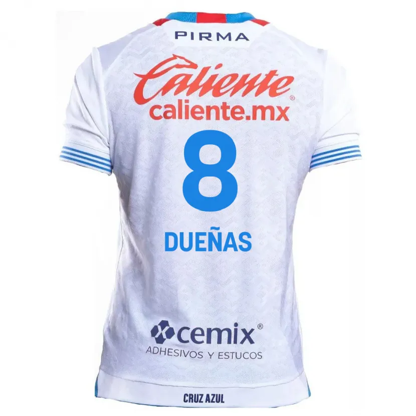 Danxen Hombre Camiseta Jesús Dueñas #8 Blanco Azul 2ª Equipación 2024/25 La Camisa