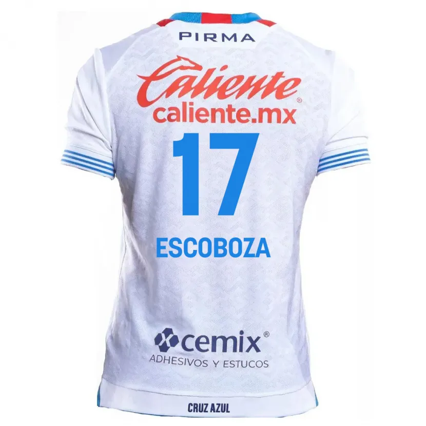 Danxen Hombre Camiseta Alonso Escoboza #17 Blanco Azul 2ª Equipación 2024/25 La Camisa