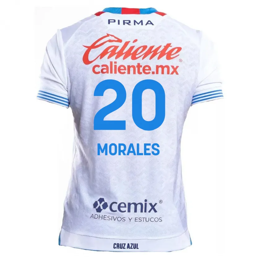 Danxen Hombre Camiseta Iván Morales #20 Blanco Azul 2ª Equipación 2024/25 La Camisa