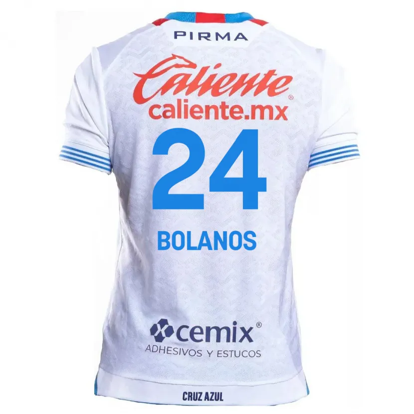 Danxen Hombre Camiseta Jatziry Bolanos #24 Blanco Azul 2ª Equipación 2024/25 La Camisa