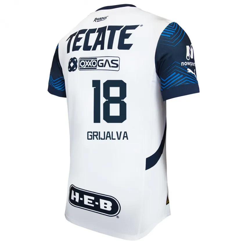 Danxen Hombre Camiseta Áxel Grijalva #18 Blanco Azul 2ª Equipación 2024/25 La Camisa