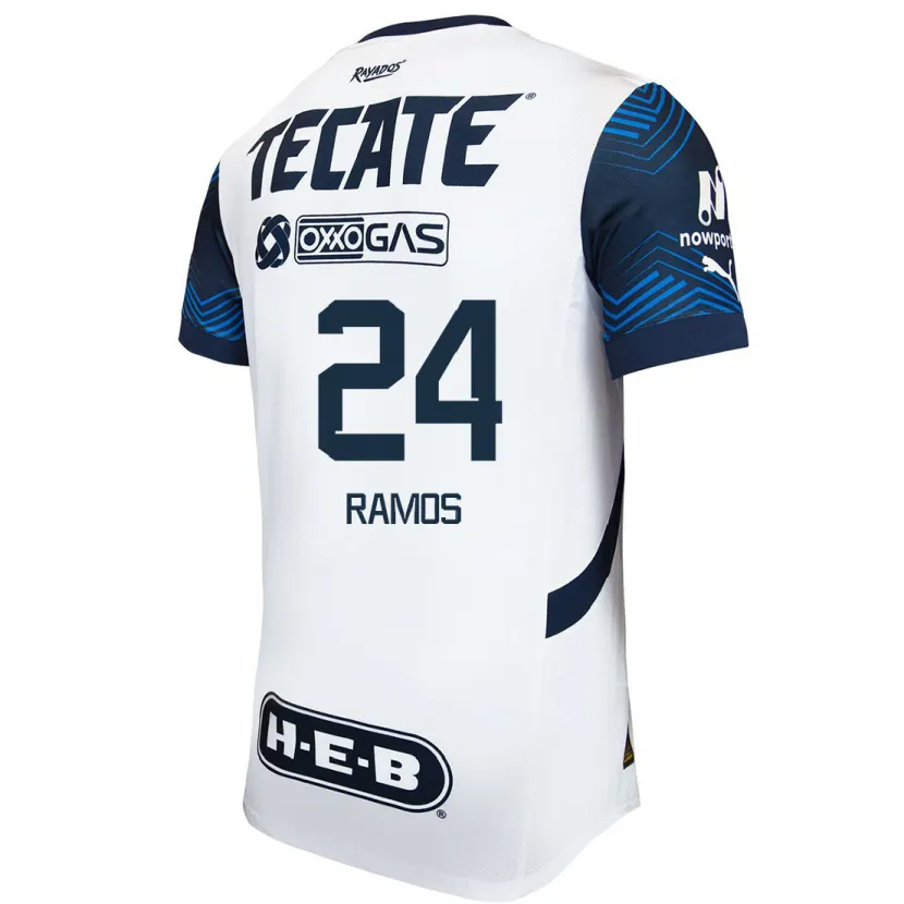 Danxen Hombre Camiseta César Ramos #24 Blanco Azul 2ª Equipación 2024/25 La Camisa