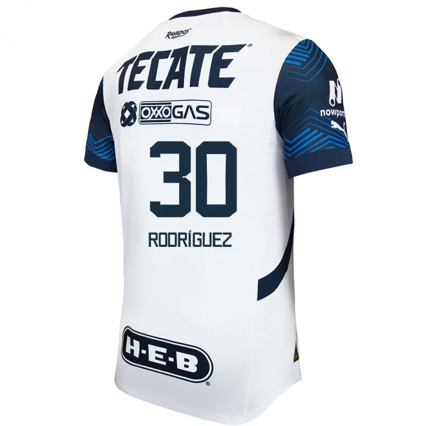 Danxen Hombre Camiseta Jorge Rodríguez #30 Blanco Azul 2ª Equipación 2024/25 La Camisa