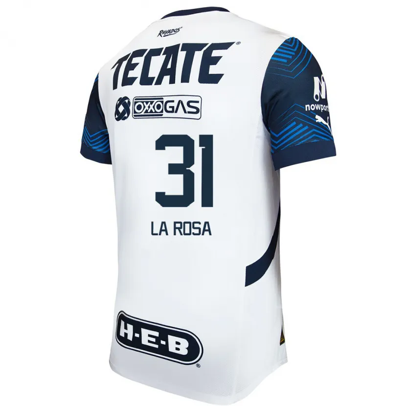 Danxen Hombre Camiseta Roberto De La Rosa #31 Blanco Azul 2ª Equipación 2024/25 La Camisa