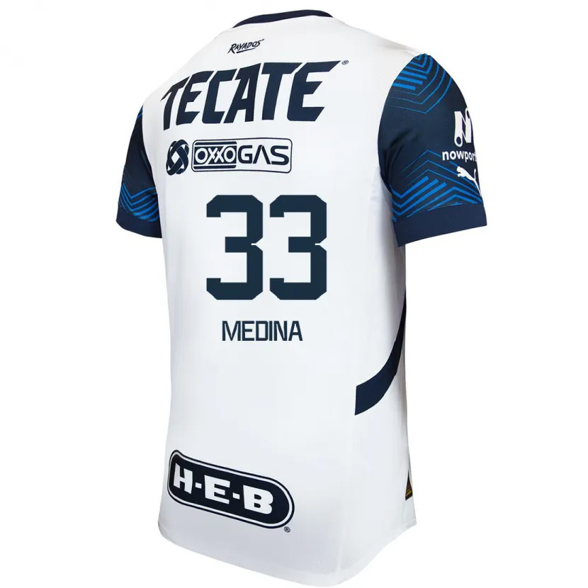 Danxen Hombre Camiseta Stefan Medina #33 Blanco Azul 2ª Equipación 2024/25 La Camisa