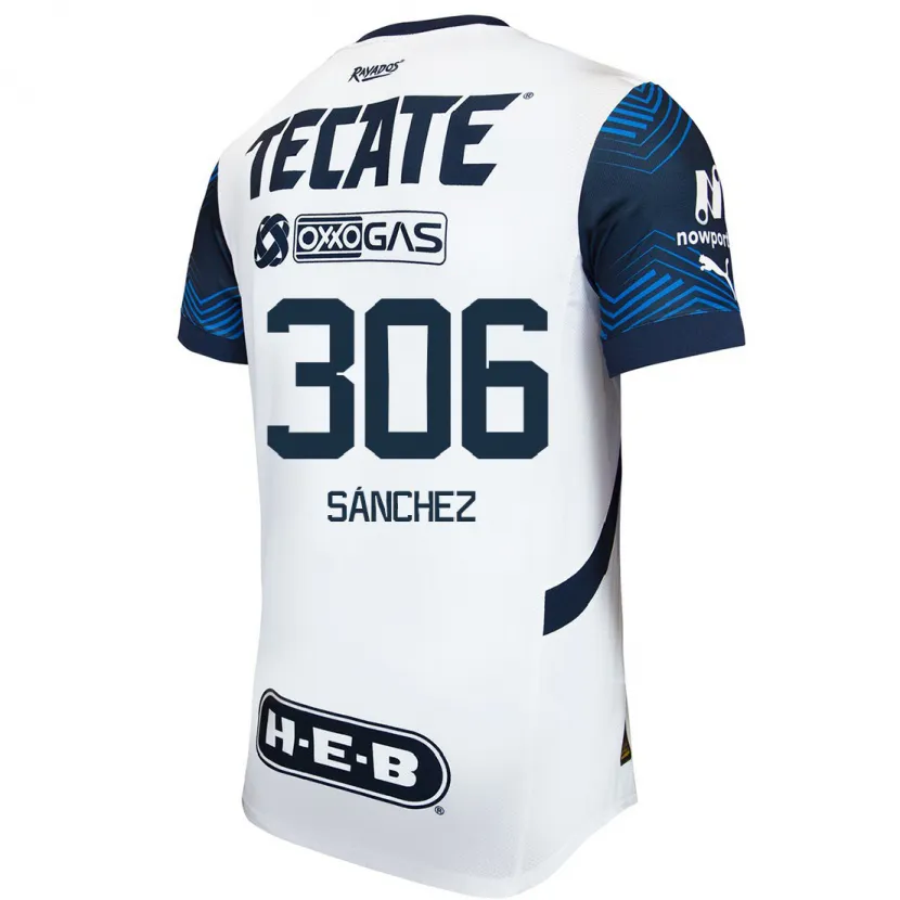 Danxen Hombre Camiseta Jorge Sánchez #306 Blanco Azul 2ª Equipación 2024/25 La Camisa