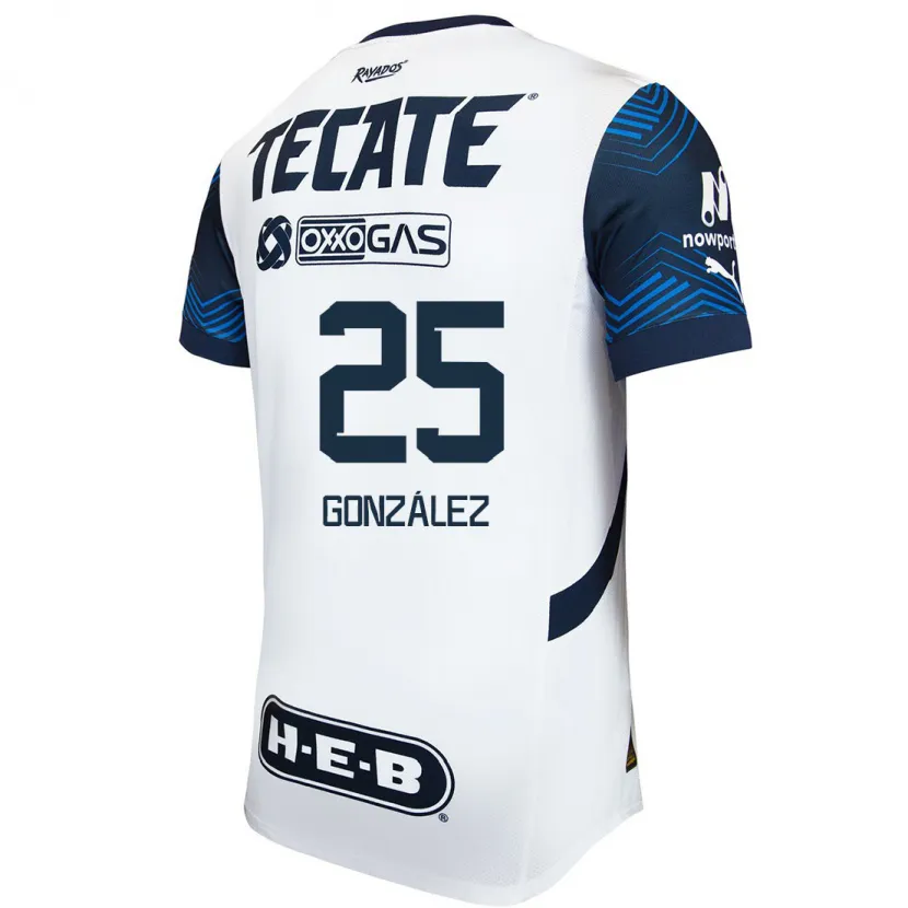 Danxen Hombre Camiseta Jonathan González #25 Blanco Azul 2ª Equipación 2024/25 La Camisa