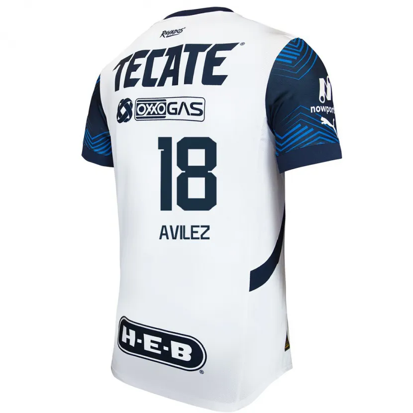 Danxen Hombre Camiseta Aylin Avilez #18 Blanco Azul 2ª Equipación 2024/25 La Camisa