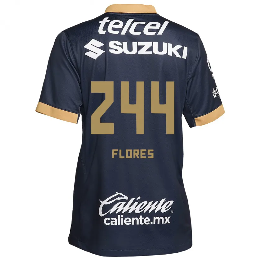 Danxen Hombre Camiseta Jonathan Flores #244 Obsidiana Dorada Blanca 2ª Equipación 2024/25 La Camisa