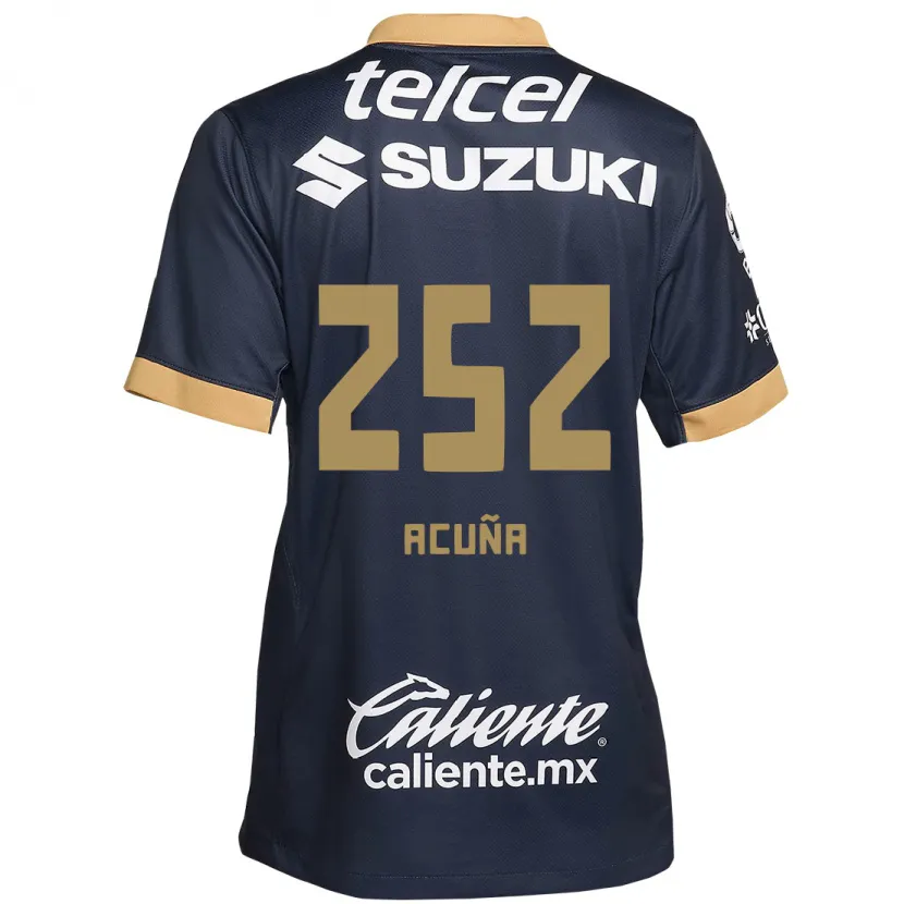 Danxen Hombre Camiseta José Acuña #252 Obsidiana Dorada Blanca 2ª Equipación 2024/25 La Camisa