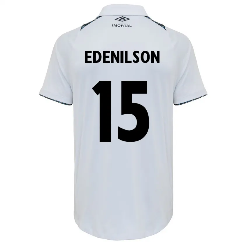 Danxen Hombre Camiseta Edenilson #15 Blanco Azul 2ª Equipación 2024/25 La Camisa