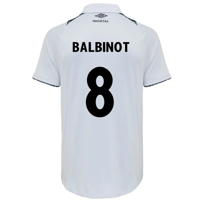 Danxen Hombre Camiseta Manu Balbinot #8 Blanco Azul 2ª Equipación 2024/25 La Camisa