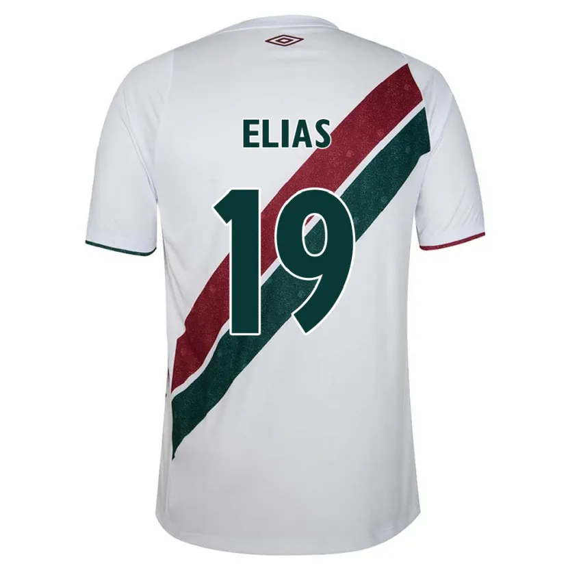 Danxen Hombre Camiseta Kauã Elias #19 Blanco Verde Granate 2ª Equipación 2024/25 La Camisa