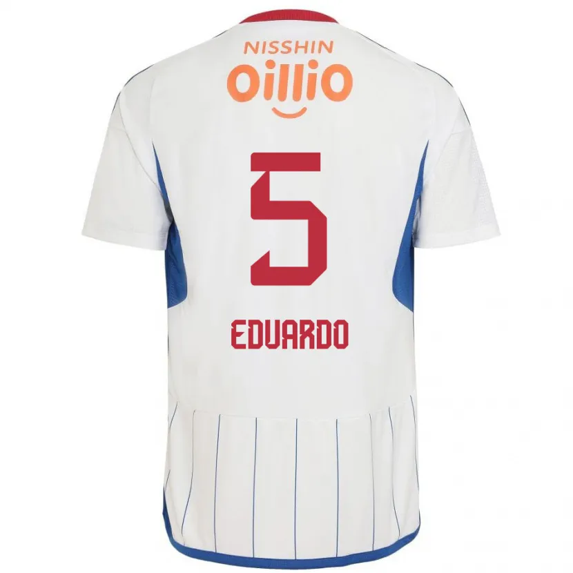 Danxen Hombre Camiseta Eduardo #5 Blanco Azul Rojo 2ª Equipación 2024/25 La Camisa