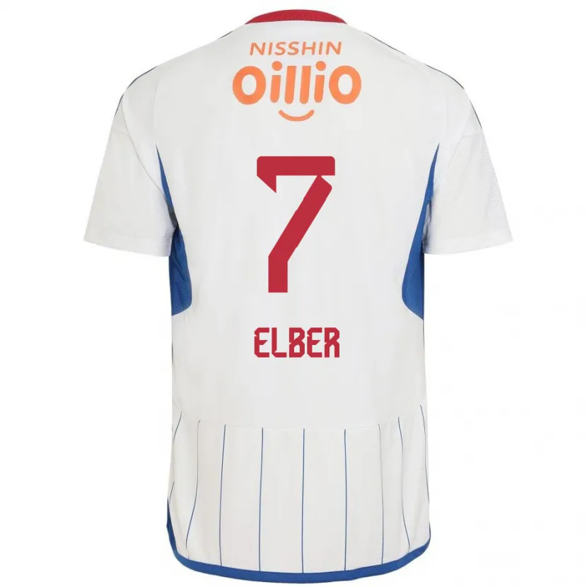 Danxen Hombre Camiseta Élber #7 Blanco Azul Rojo 2ª Equipación 2024/25 La Camisa