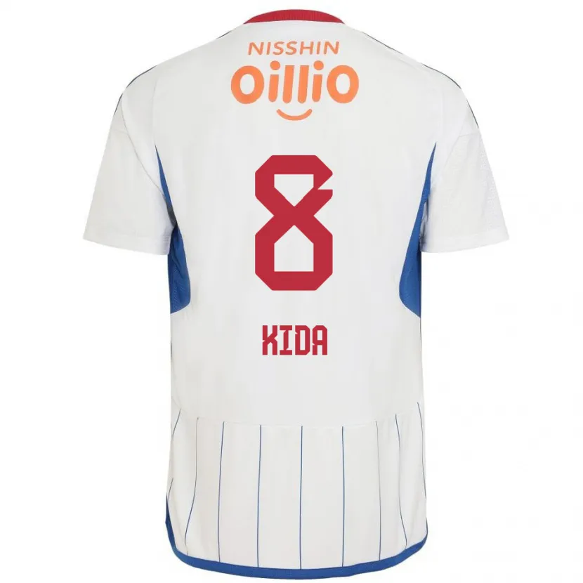 Danxen Hombre Camiseta Takuya Kida #8 Blanco Azul Rojo 2ª Equipación 2024/25 La Camisa