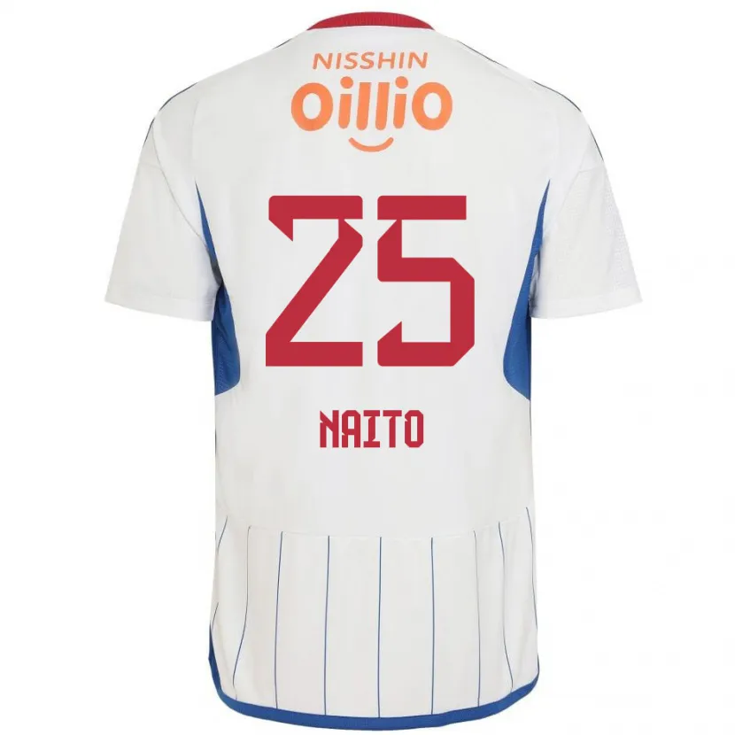 Danxen Hombre Camiseta Kiyomu Naito #25 Blanco Azul Rojo 2ª Equipación 2024/25 La Camisa