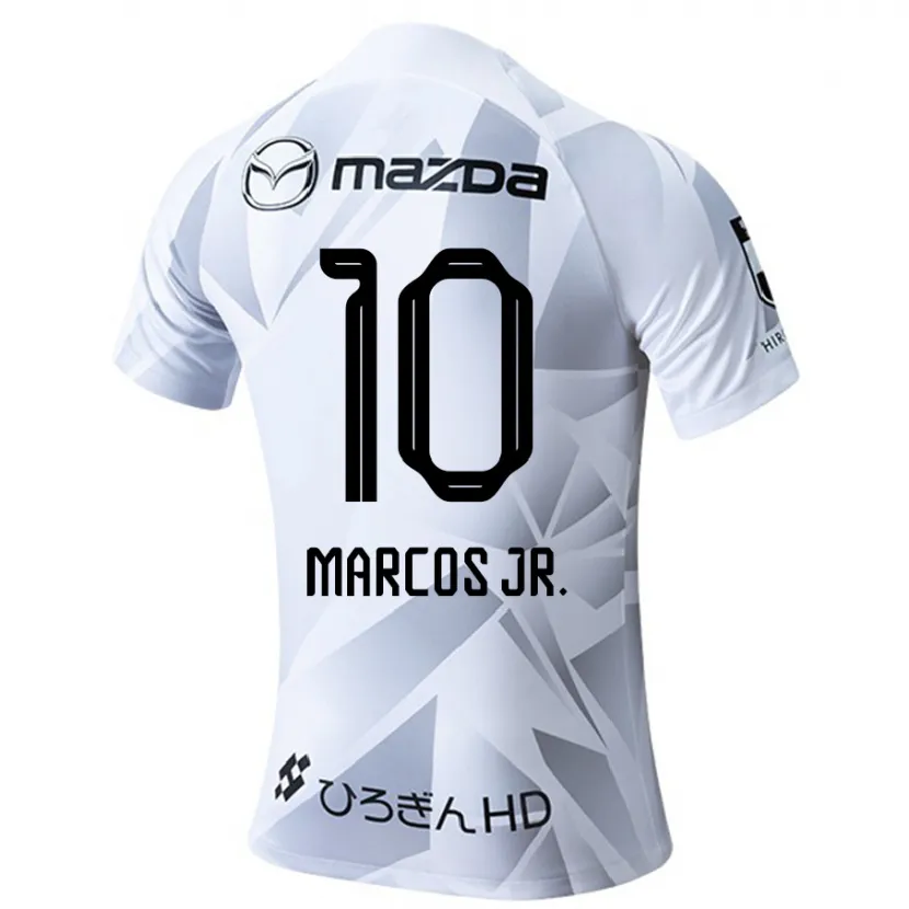 Danxen Hombre Camiseta Marcos Júnior #10 Blanco Gris Negro 2ª Equipación 2024/25 La Camisa