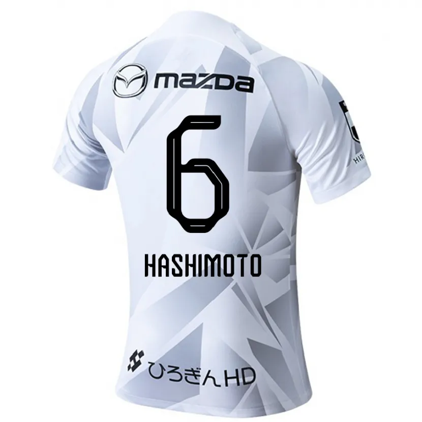 Danxen Hombre Camiseta Hinata Hashimoto #6 Blanco Gris Negro 2ª Equipación 2024/25 La Camisa