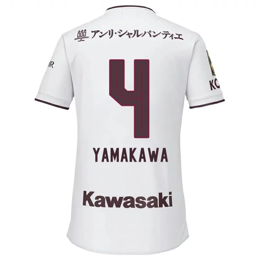 Danxen Hombre Camiseta Tetsushi Yamakawa #4 Blanco Rojo 2ª Equipación 2024/25 La Camisa