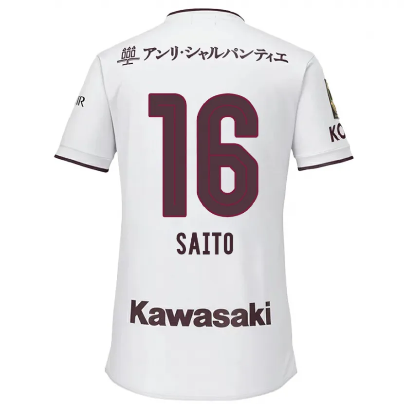 Danxen Hombre Camiseta Mitsuki Saito #16 Blanco Rojo 2ª Equipación 2024/25 La Camisa