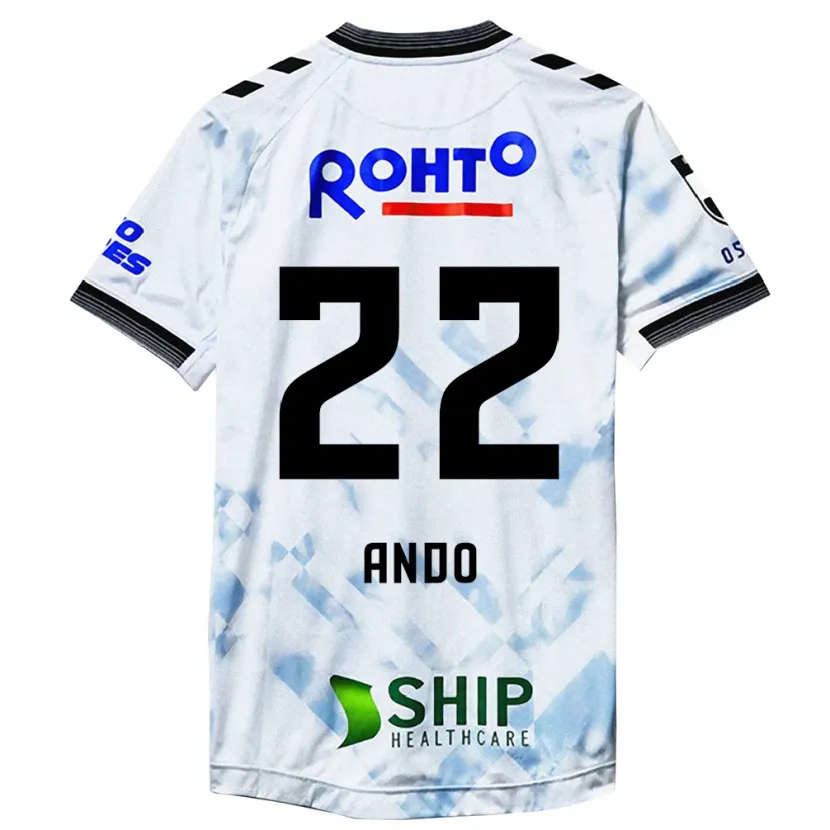 Danxen Hombre Camiseta Rikuto Ando #22 Blanco Negro 2ª Equipación 2024/25 La Camisa