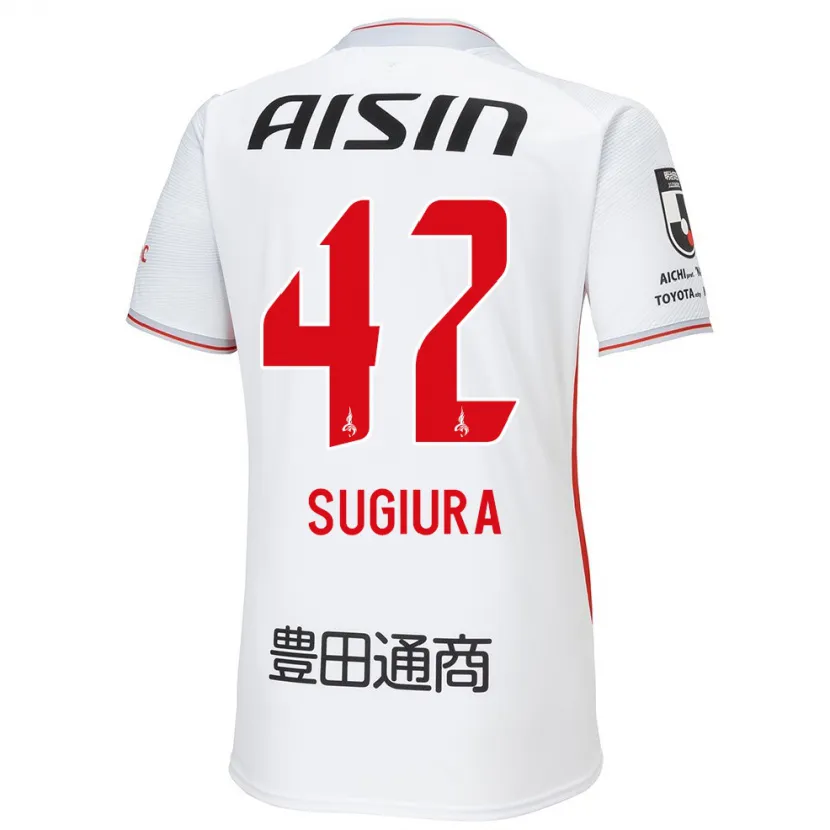 Danxen Hombre Camiseta Shungo Sugiura #42 Blanco Amarillo Rojo 2ª Equipación 2024/25 La Camisa