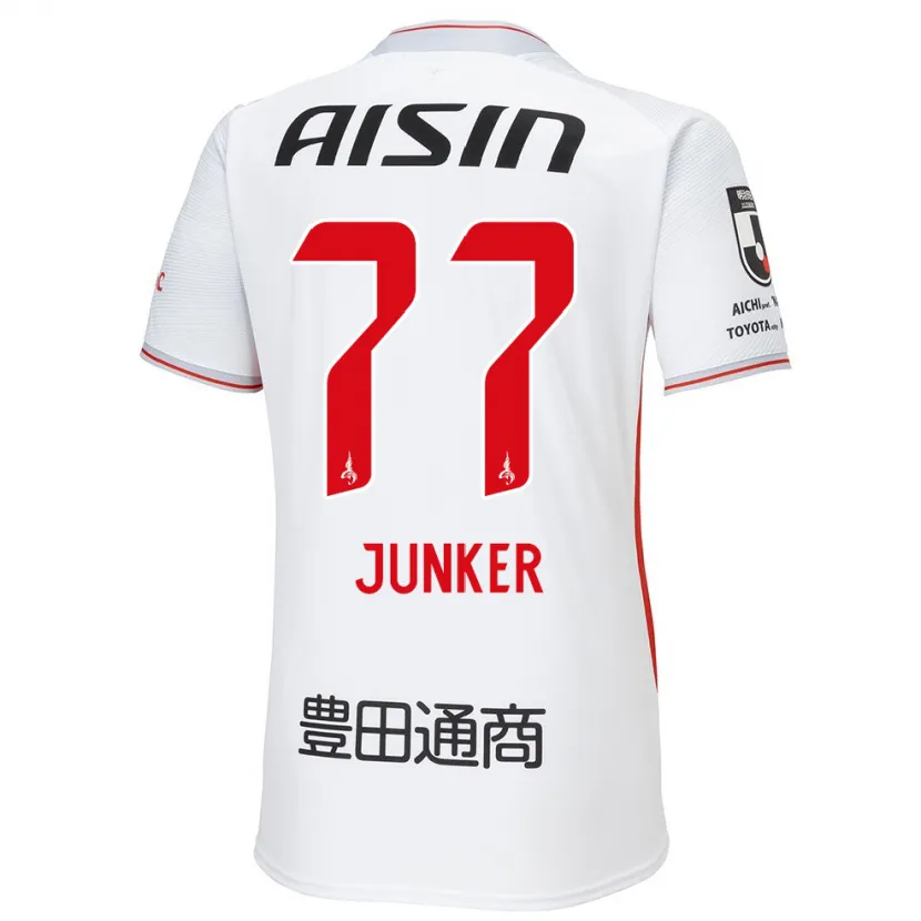 Danxen Hombre Camiseta Kasper Junker #77 Blanco Amarillo Rojo 2ª Equipación 2024/25 La Camisa