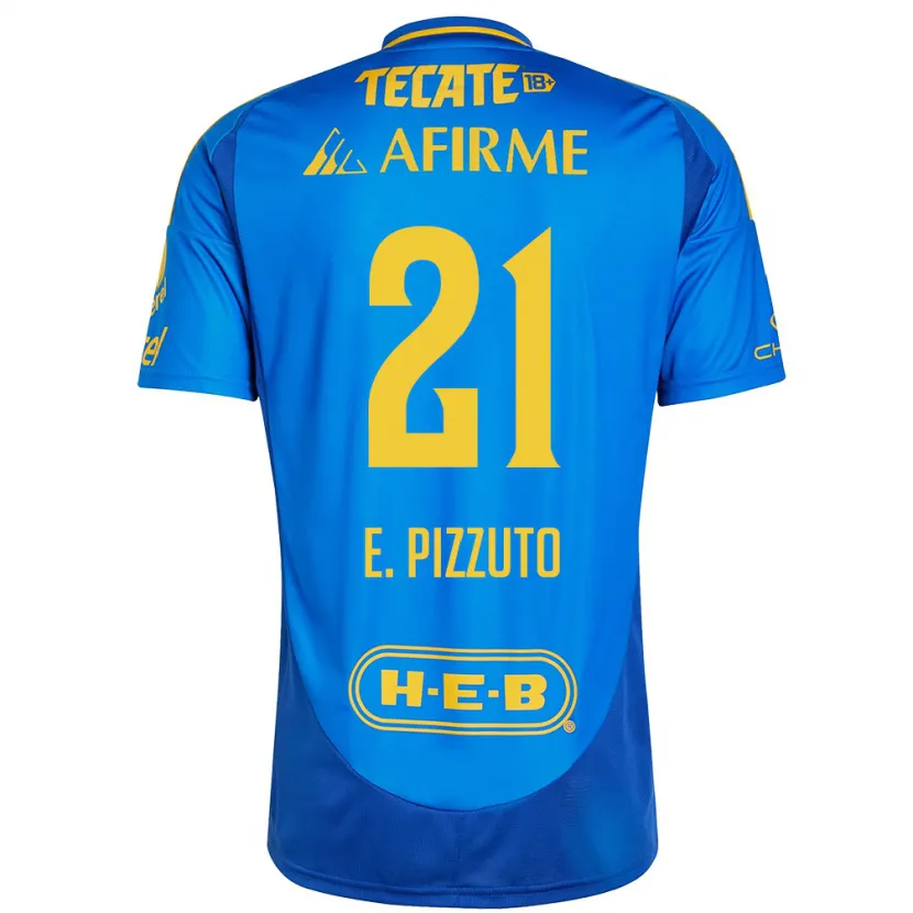 Danxen Hombre Camiseta Eugenio Pizzuto #21 Azul Amarillo 2ª Equipación 2024/25 La Camisa