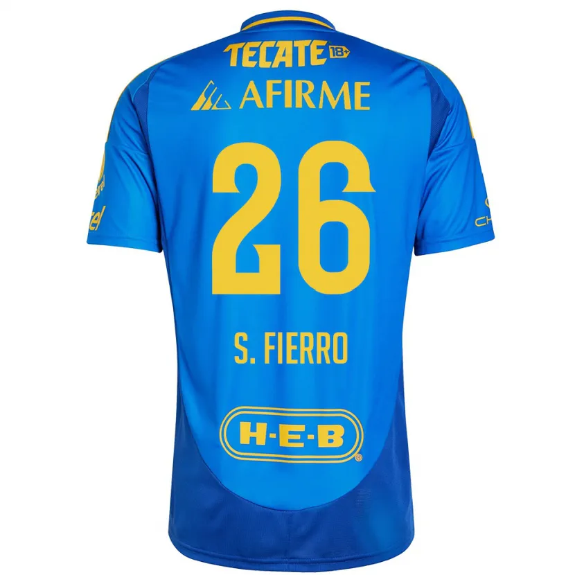 Danxen Hombre Camiseta Sebastián Fierro #26 Azul Amarillo 2ª Equipación 2024/25 La Camisa