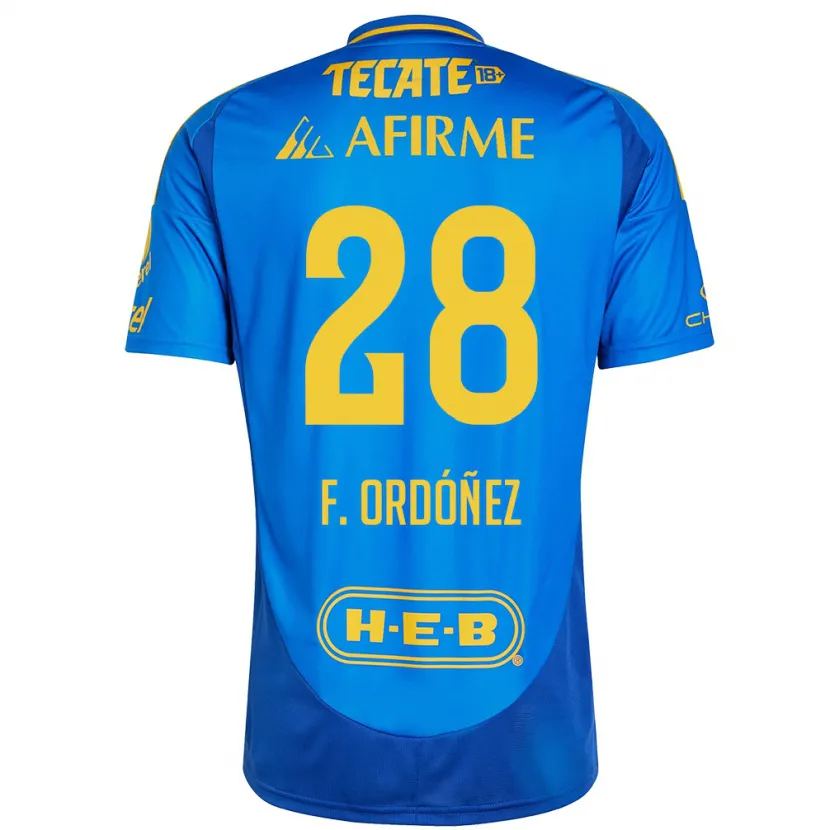 Danxen Hombre Camiseta Fernando Ordóñez #28 Azul Amarillo 2ª Equipación 2024/25 La Camisa