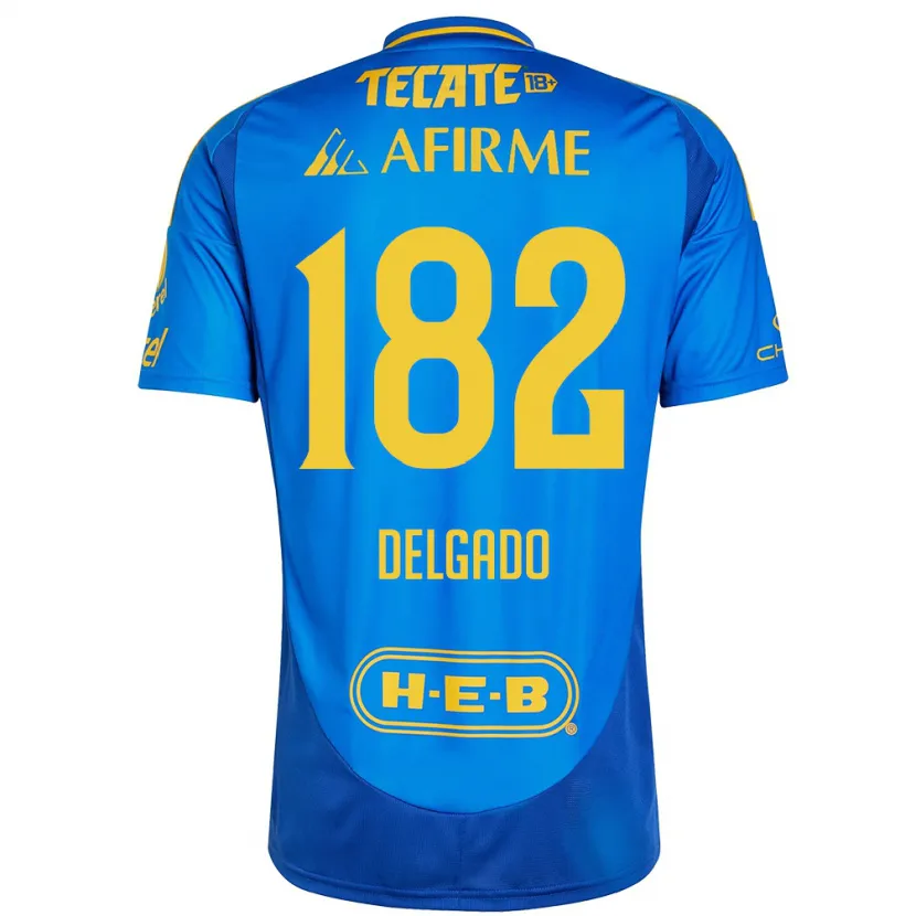 Danxen Hombre Camiseta Arturo Delgado #182 Azul Amarillo 2ª Equipación 2024/25 La Camisa