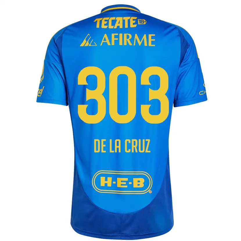 Danxen Hombre Camiseta Erick De La Cruz #303 Azul Amarillo 2ª Equipación 2024/25 La Camisa