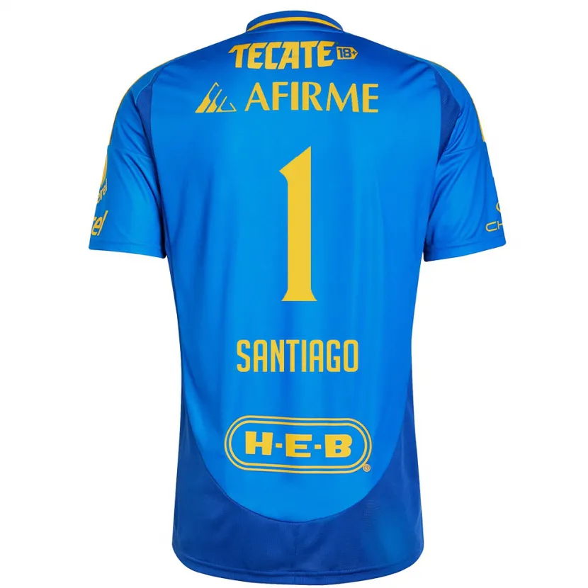 Danxen Hombre Camiseta Cecilia Santiago #1 Azul Amarillo 2ª Equipación 2024/25 La Camisa